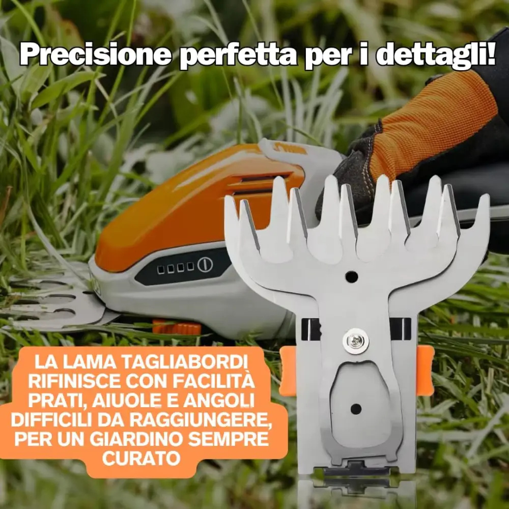 Tagliasiepi a Batteria Tosaerba a Batteria 12V, Strumento 2 in 1 con Autonomia di 60 Minuti, Lame Intercambiabili 14 cm per Siepi